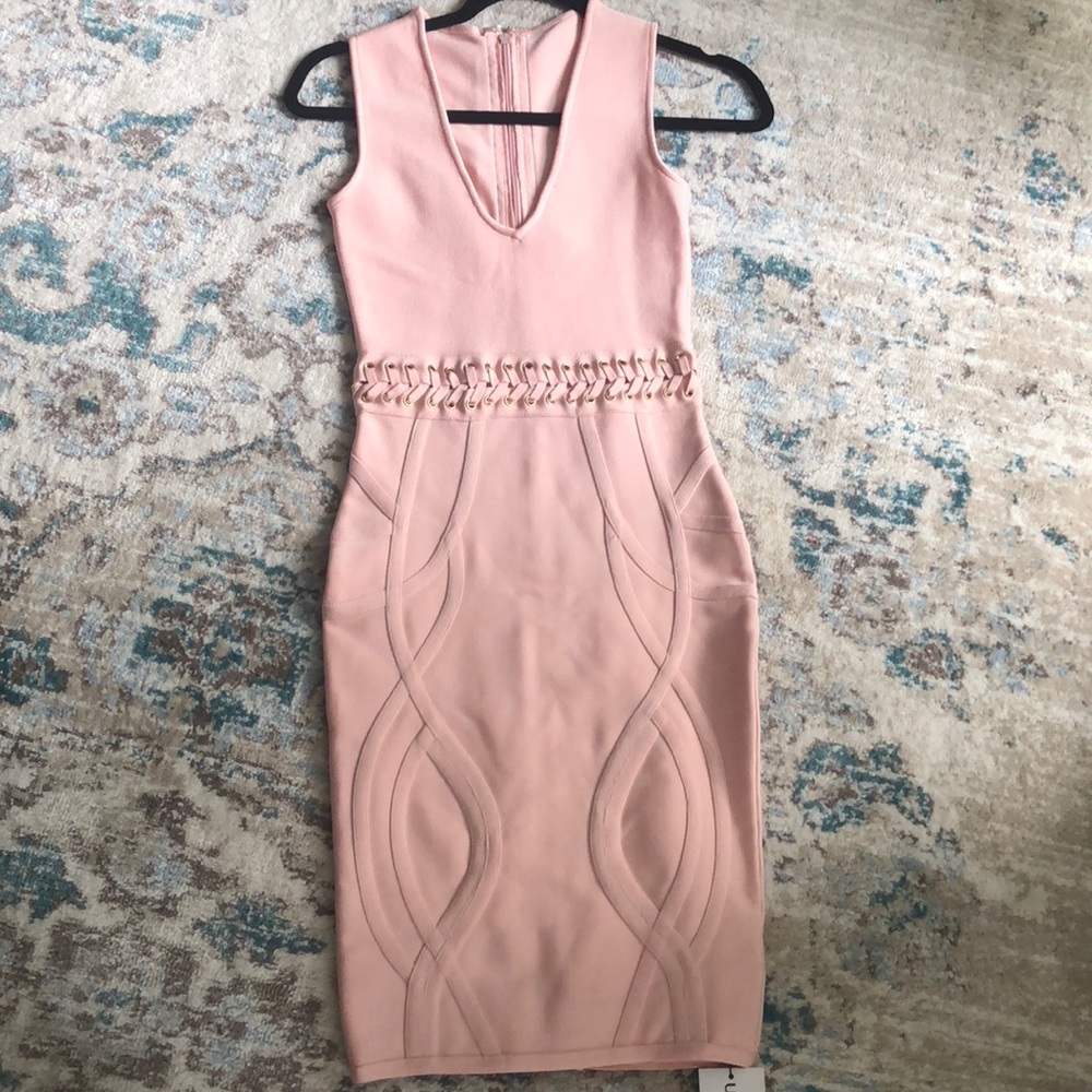 Light pink body con dress